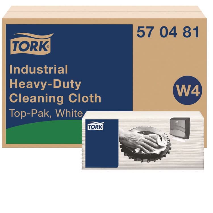 SCA TISSUE Industrial Heavy-Duty Cleaning Cloth, 1-Ply, 13.97 x, 4.25, Unscented, White, 60 Cloths, 4/Carton (TRK570481)