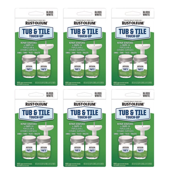 RUST-OLEUM CORPORATION Specialty Gloss White Tub and Tile Touch Up, Gloss White, 0.54 oz Glass Vials, 6 Kits/Carton (RST244166)