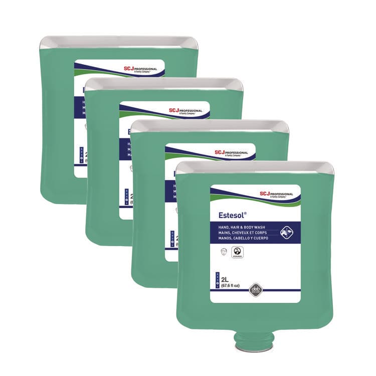 SC JOHNSON Estesol Hand, Hair and Body Cleaner Manual Cartridge, Rainforest Scent, 2 L, 4/Carton (SJNHAB2LT)