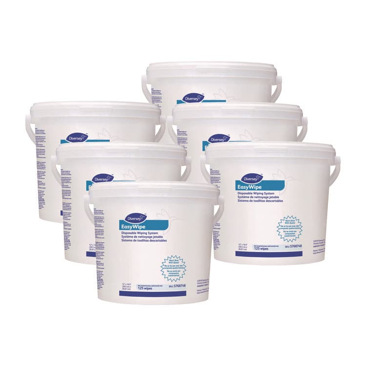 DIVERSEY Easywipe Disposable Wiping Refill, 8.63 x 24.88, White, 125/Bucket, 6/Carton (DVO5768748)