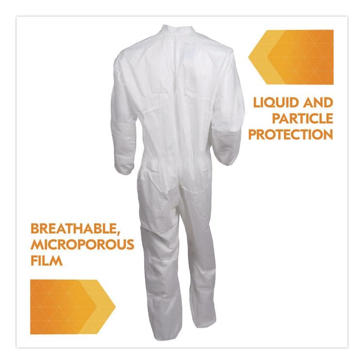 SMITH AND WESSON KGA35 Liquid and Particle Protection Coveralls, Elastic Wrist and Ankles, Medium, White, 25/Carton (ANS38926) thumbnail 2