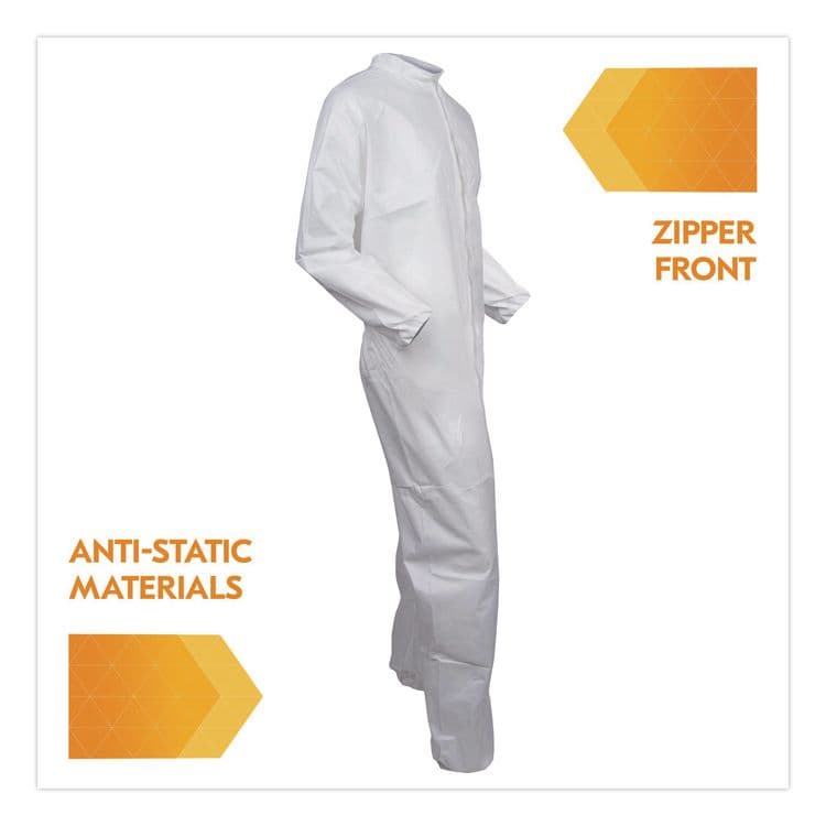 SMITH AND WESSON KGA35 Liquid and Particle Protection Coveralls, Elastic Wrist and Ankles, Medium, White, 25/Carton (ANS38926) thumbnail 3