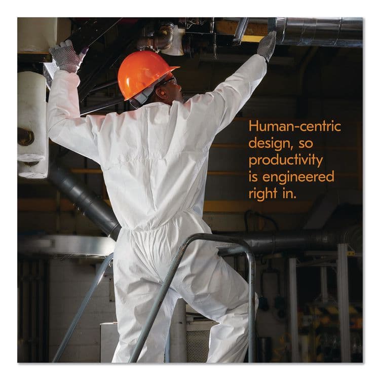 SMITH AND WESSON KGA35 Liquid and Particle Protection Coveralls, Elastic Wrist and Ankles, Medium, White, 25/Carton (ANS38926) thumbnail 4