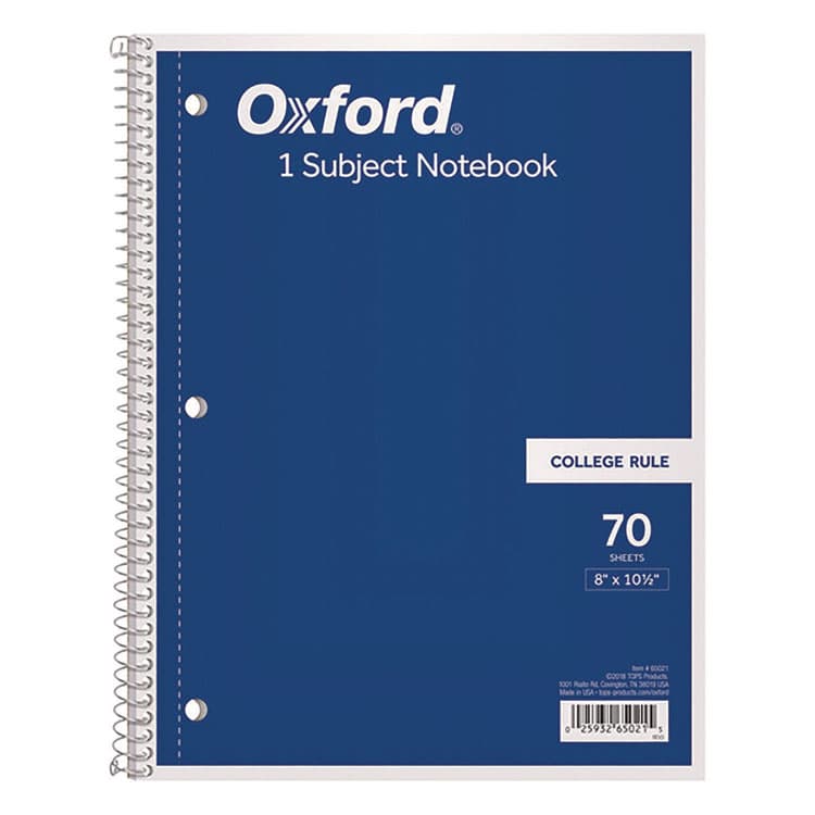 TOPS BUSINESS FORMS Coil-Lock Wirebound Notebook, 3-Hole Punched, Medium/College Rule, Randomly Assorted Cover Color, (70) 10.5 x 8 Sheets (TOP65021)