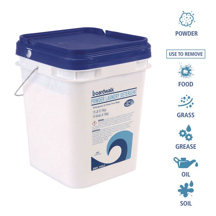 BOARDWALK Powder Laundry Detergent, Low Foam, Crisp Clean Scent, 18 lb Pail (BWK340LP) thumbnail 3