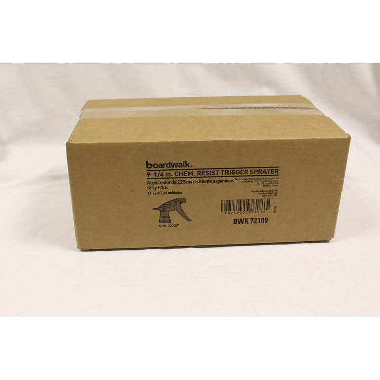 BOARDWALK Chemical-Resistant Trigger Sprayer 320CR, Fits 32 oz Bottles, 9.5" Tube, Gray, 24/Carton (BWK72109) thumbnail 4