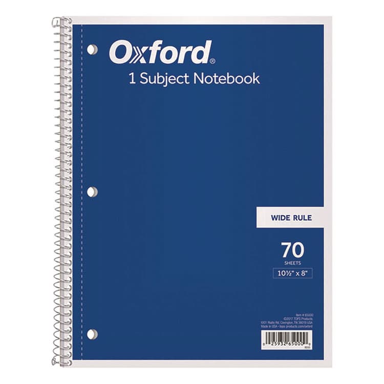 TOPS BUSINESS FORMS Coil-Lock Wirebound Notebook, 3-Hole Punched, Wide/Legal Rule, Randomly Assorted Cover Color, (70) 10.5 x 8 Sheets (TOP65000)