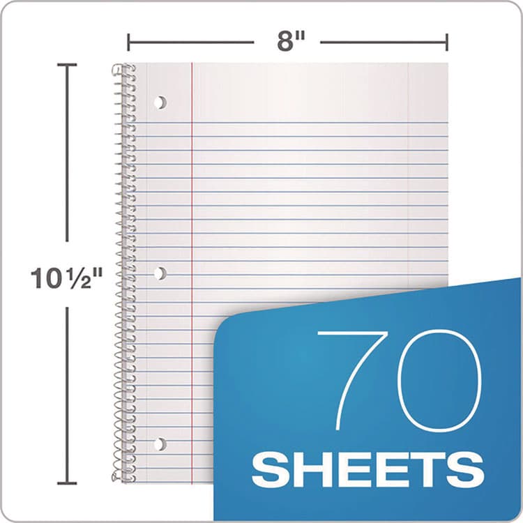 TOPS BUSINESS FORMS Coil-Lock Wirebound Notebook, 3-Hole Punched, Wide/Legal Rule, Randomly Assorted Cover Color, (70) 10.5 x 8 Sheets (TOP65000) thumbnail 2