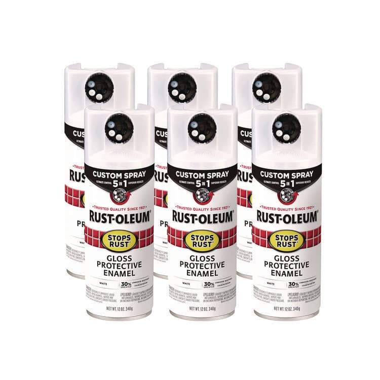 RUST-OLEUM CORPORATION Stops Rust 5-in-1 Spray Paint, Gloss White, 12 oz Aerosol Can, 6/Carton (RST376886)