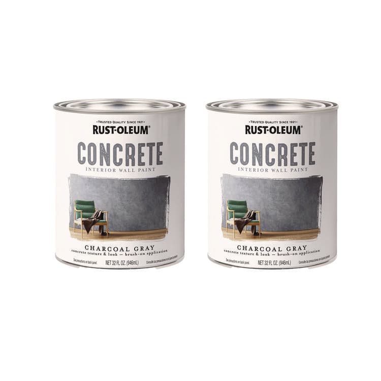 RUST-OLEUM CORPORATION Concrete Interior Wall Paint, Flat Charcoal Gray, Quart Can, 2/Carton (RST379906)