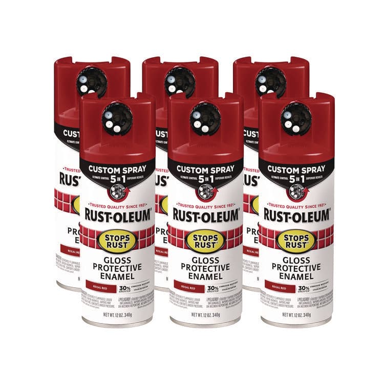 RUST-OLEUM CORPORATION Stops Rust 5-in-1 Spray Paint, Gloss Regal Red, 12 oz Aerosol Can, 6/Carton (RST376895)