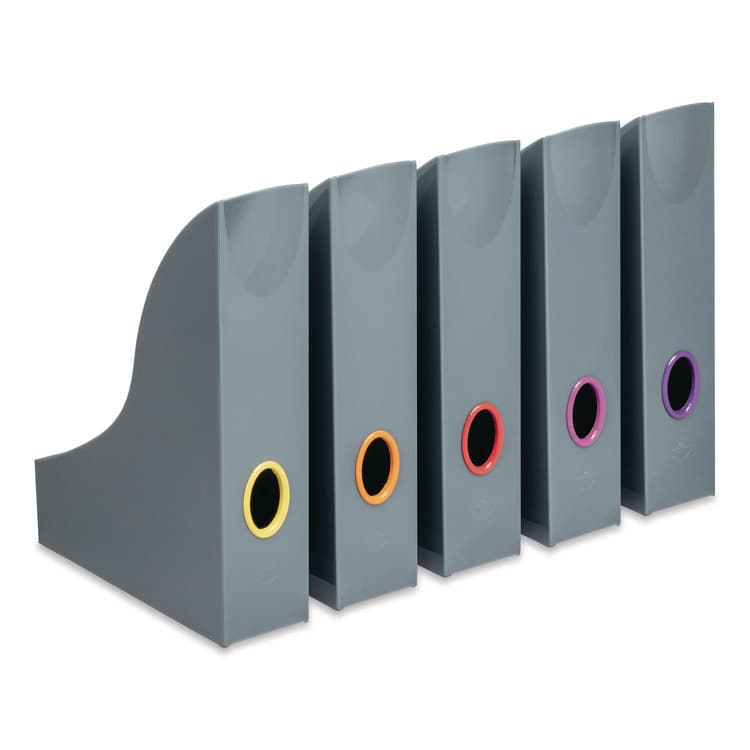 DURABLE OFFICE PRODUCTS CORP. VARICOLOR Plastic Magazine Racks, 2.88w x 9.5d x 12h, Gray/Multicolor, 5/Pack (DBL770657)