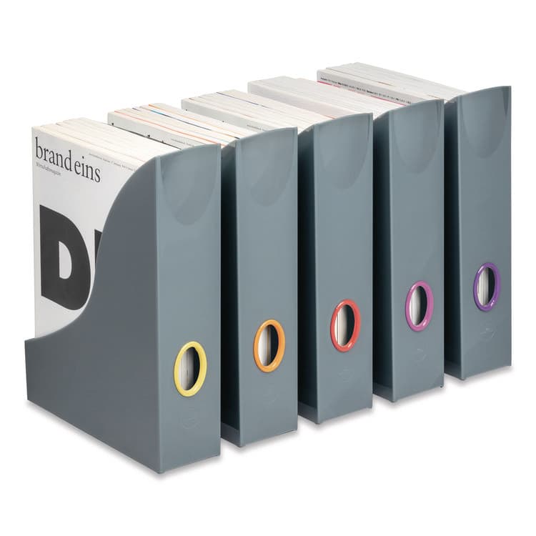DURABLE OFFICE PRODUCTS CORP. VARICOLOR Plastic Magazine Racks, 2.88w x 9.5d x 12h, Gray/Multicolor, 5/Pack (DBL770657) thumbnail 2