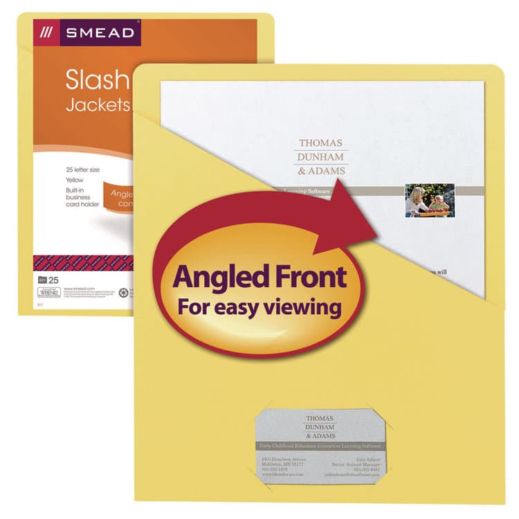 SMEAD MANUFACTURING CO. File Jackets, Letter Size, Yellow, 25/Pack (SMD75434) thumbnail 2