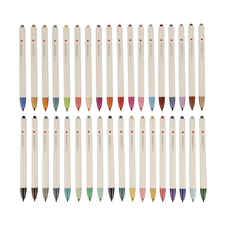 ZEBRA PEN CORP. ClickArt Porous Point Pen, Retractable, Fine 0.6 mm, Assorted Ink Colors, White Barrel, 36/Pack (ZEB69836) thumbnail 2