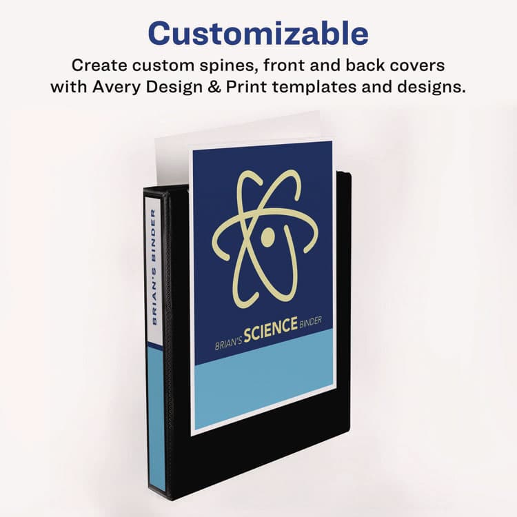AVERY PRODUCTS CORPORATION Heavy-Duty Non Stick View Binder with DuraHinge and Slant Rings, 3 Rings, 1" Capacity, 11 x 8.5, Black, (5300) (AVE05300) thumbnail 3