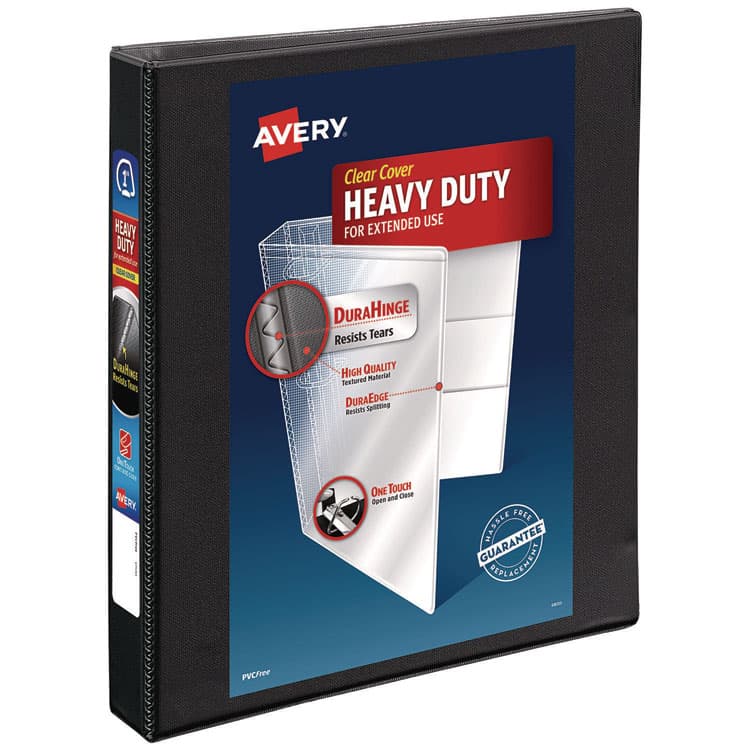 AVERY PRODUCTS CORPORATION Heavy-Duty Non Stick View Binder with DuraHinge and Slant Rings, 3 Rings, 1" Capacity, 11 x 8.5, Black, (5300) (AVE05300)