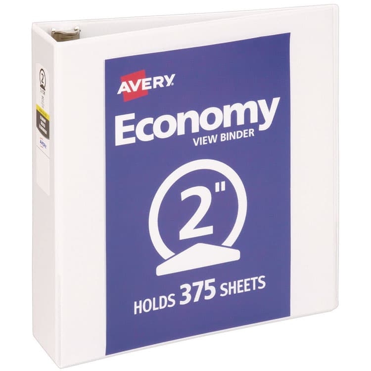 AVERY PRODUCTS CORPORATION Economy View Binder with Round Rings , 3 Rings, 2" Capacity, 11 x 8.5, White, (5731) (AVE05731)