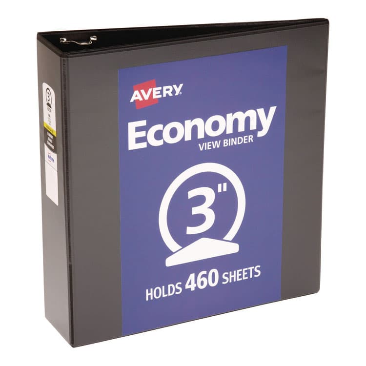 AVERY PRODUCTS CORPORATION Economy View Binder with Round Rings , 3 Rings, 3" Capacity, 11 x 8.5, Black, (5740) (AVE05740)