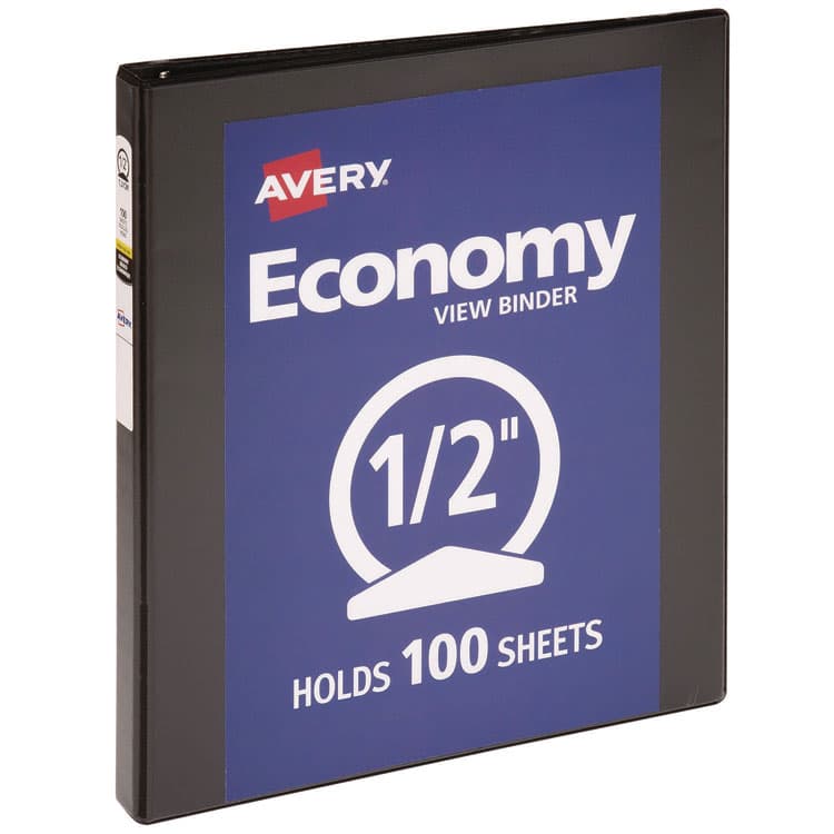 AVERY PRODUCTS CORPORATION Economy View Binder with Round Rings , 3 Rings, 0.5" Capacity, 11 x 8.5, Black, (5705) (AVE05705)