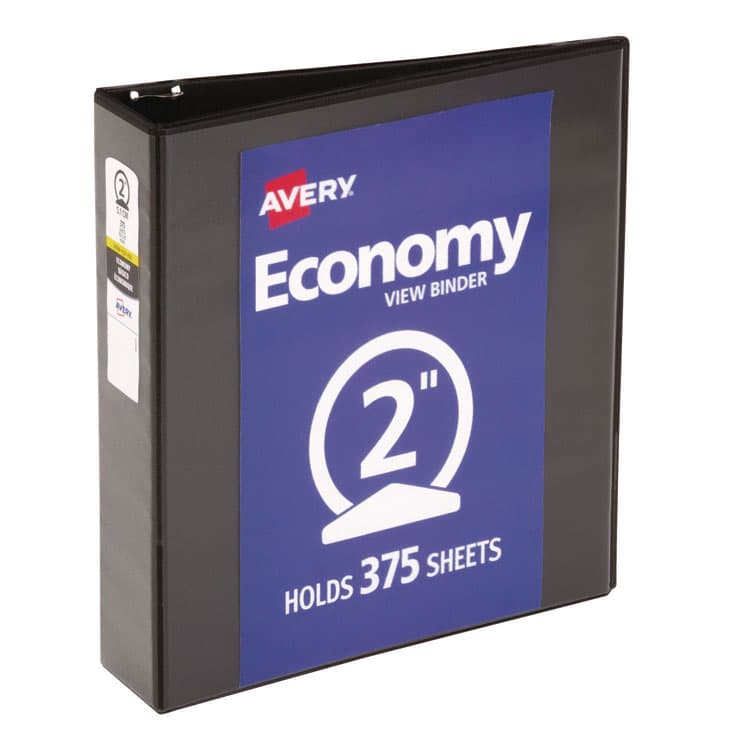 AVERY PRODUCTS CORPORATION Economy View Binder with Round Rings , 3 Rings, 2" Capacity, 11 x 8.5, Black, (5730) (AVE05730)