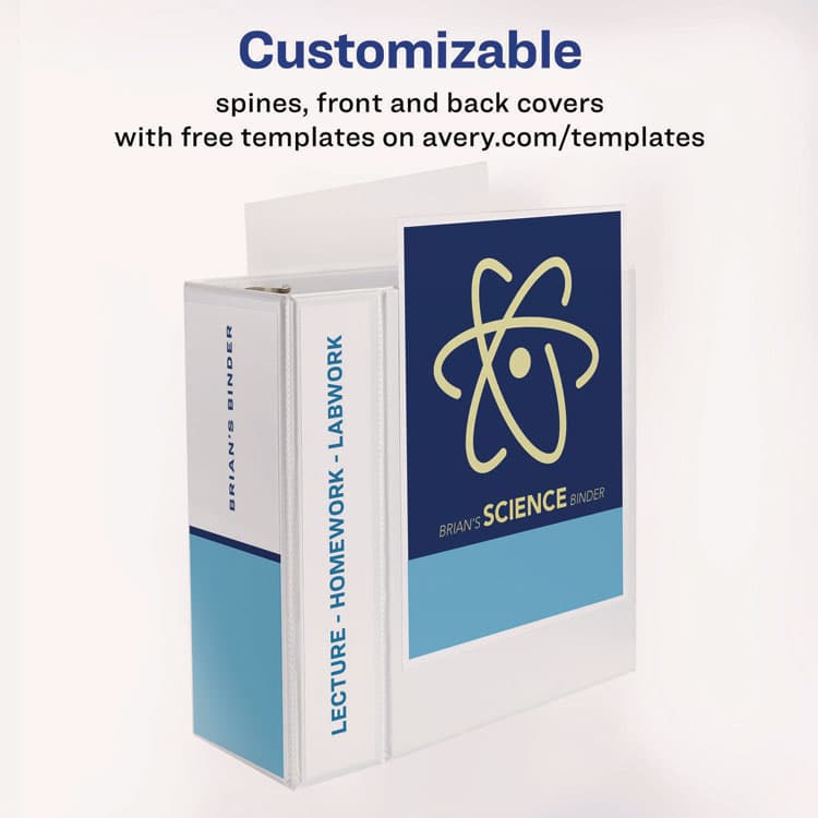 AVERY PRODUCTS CORPORATION Durable View Binder with DuraHinge and EZD Rings, 3 Rings, 5" Capacity, 11 x 8.5, White, (9901) (AVE09901) thumbnail 3