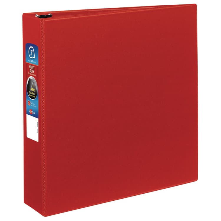 AVERY PRODUCTS CORPORATION Heavy-Duty Non-View Binder with DuraHinge and One Touch EZD Rings, 3 Rings, 2" Capacity, 11 x 8.5, Red (AVE79582)