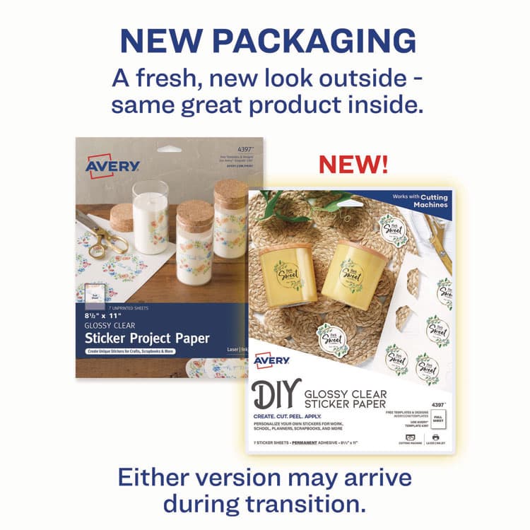 AVERY PRODUCTS CORPORATION Avery Sticker Project Paper Laser/Inkjet Multipurpose Labels, 11 x 8.5, Glossy Clear, 1 Label/Sheet, 7 Sheets/Pack (AVE4397KBF) thumbnail 2