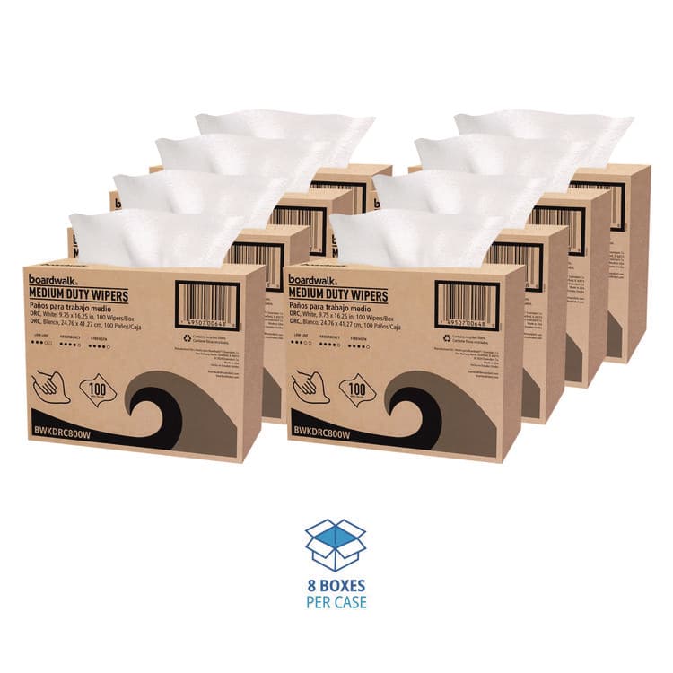 BOARDWALK DRC Wipers, 1-Ply, 9.75 x 16.25, White, 100/Box, 8 Boxes/Carton (BWKDRC800W) thumbnail 4