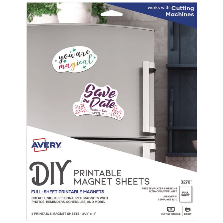 AVERY PRODUCTS CORPORATION Printable Magnet Sheets, 8.5 x 11, White, 5/Pack (AVE3270)