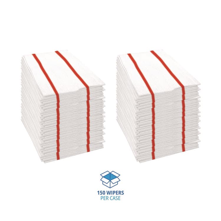 BOARDWALK Antimicrobial Foodservice Wipers, 1-Ply, 12 x 21, Red/White, 150/Carton (BWKFS150W) thumbnail 4