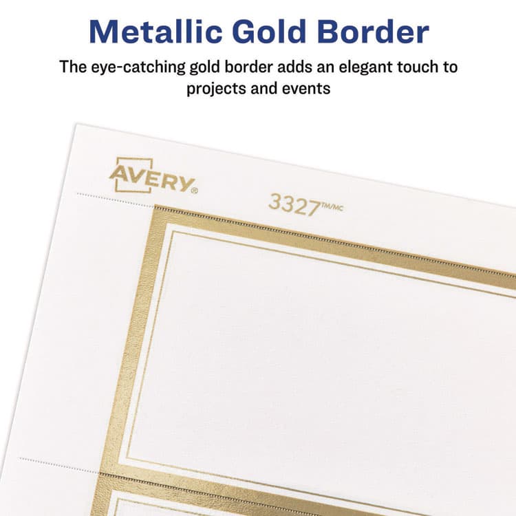 AVERY PRODUCTS CORPORATION Invitation Cards with Metallic Border, Inkjet/Laser, 80 lb, 5 x 7, Matte White, 2 Cards/Sheet, 15 Sheets/Pack (AVE3325) thumbnail 3