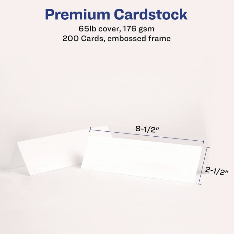 AVERY PRODUCTS CORPORATION Medium Embossed Tent Cards, White, 8.5 x 2.5, 2 Cards/Sheet, 50 Sheets/Box (AVE5305) thumbnail 4