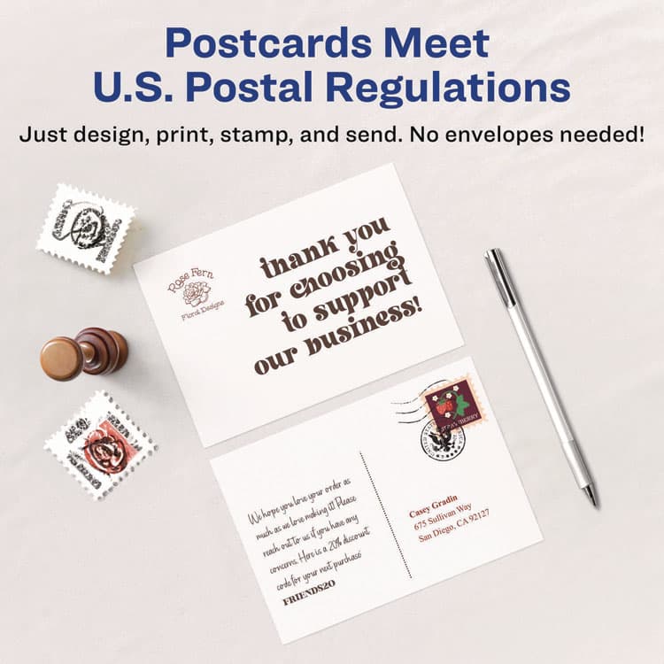 AVERY PRODUCTS CORPORATION Printable Postcards, Inkjet, 80 lb, 4.25 x 5.5, Matte White, 200 Cards, 4 Cards/Sheet, 50 Sheets/Box (AVE8387) thumbnail 4