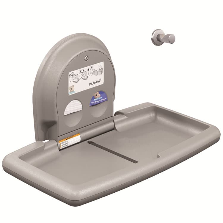 BOBRICK WASHROOM Horizontal Baby Changing Station, 35.94 x 20.75, Gray (KKPKB30001SS) thumbnail 3