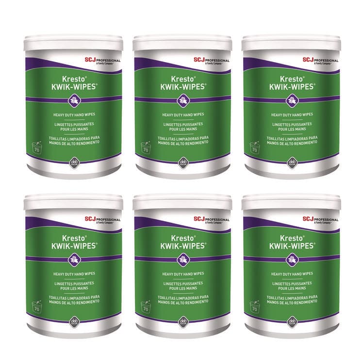 SC JOHNSON Kresto KWIK-WIPES, Cloth, 1-Ply, 7.9 x 5.7, Citrus, White, 70/Pack, 6 Packs/Carton (SJNKKW70W)
