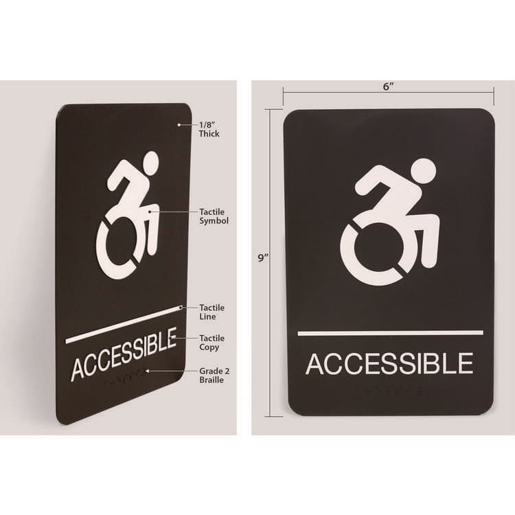 U. S. STAMP & SIGN ADA Sign, Accessible, 6 x 9, Black Face, White Graphics (USS7787) thumbnail 2