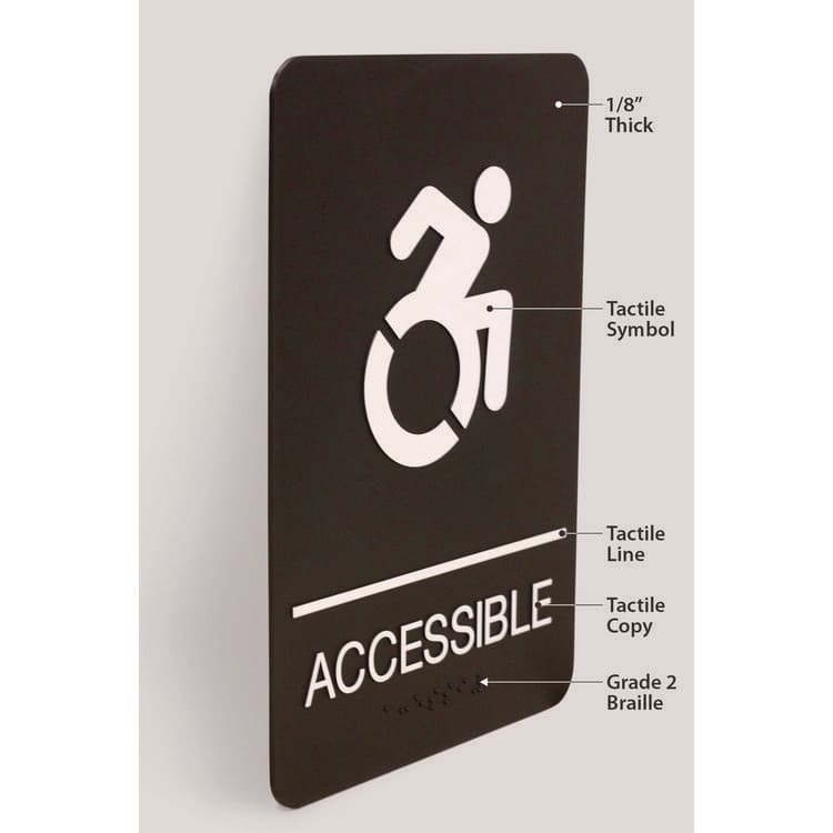 U. S. STAMP & SIGN ADA Sign, Accessible, 6 x 9, Black Face, White Graphics (USS7787) thumbnail 4