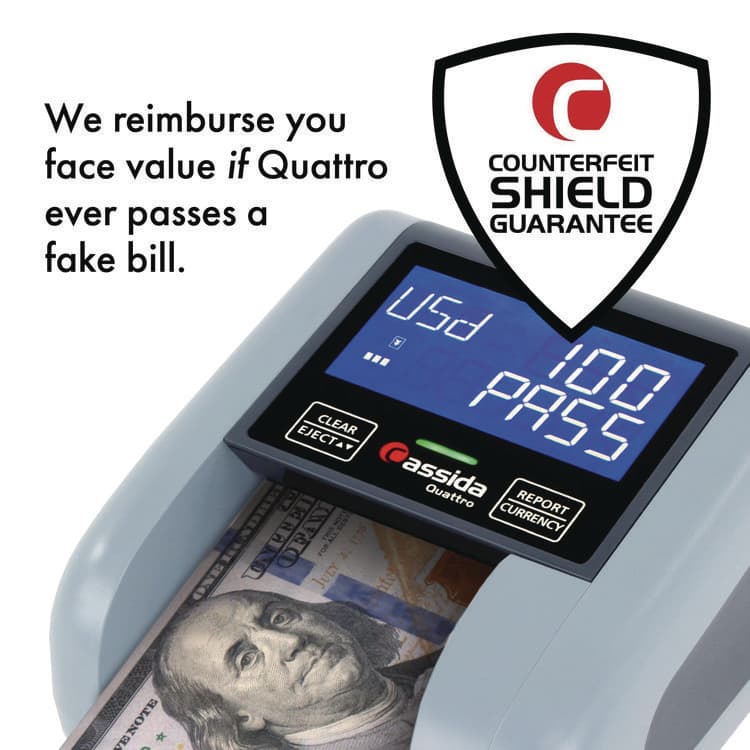 CASSIDA Quattro Counterfeit Detector for USD, 4 Detection Methods, 4.9" x 4.9" x 2.9", Gray (CIAQUATTRO) thumbnail 3