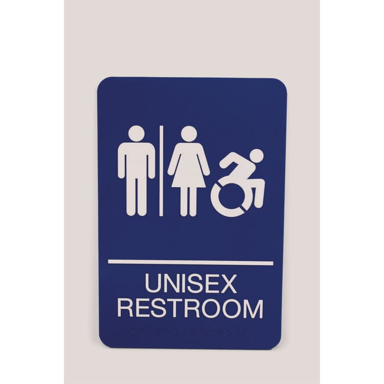 U. S. STAMP & SIGN ADA Sign, Unisex Restroom, 6 x 9, Blue Face, White Graphics (USS7771)