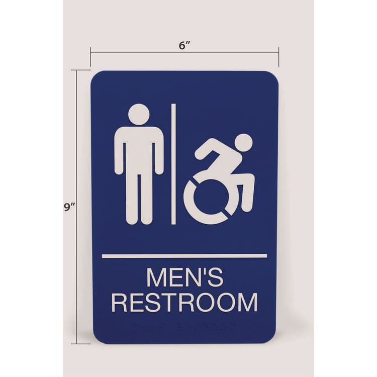 U. S. STAMP & SIGN ADA Sign, Men's Restroom, 6 x 9, Blue Face, White Graphics (USS7774) thumbnail 3