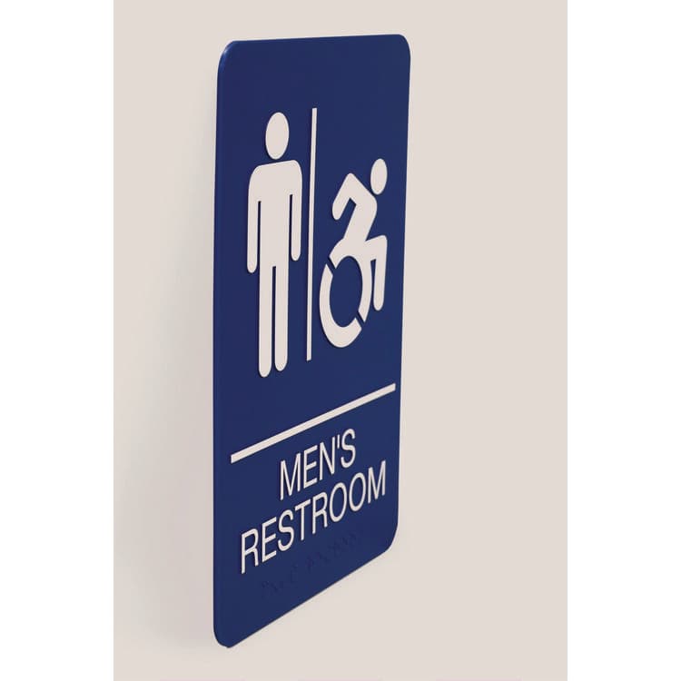 U. S. STAMP & SIGN ADA Sign, Men's Restroom, 6 x 9, Blue Face, White Graphics (USS7774) thumbnail 4