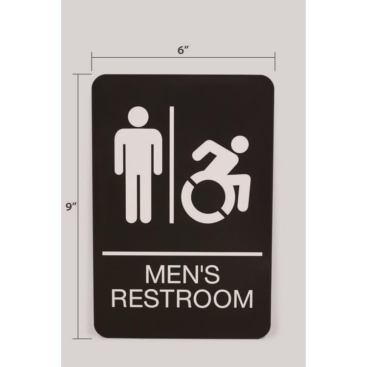 U. S. STAMP & SIGN ADA Sign, Men's Restroom, 6 x 9, Black Face, White Graphics (USS7775) thumbnail 3