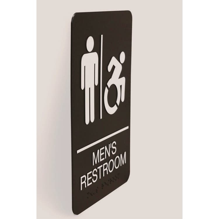 U. S. STAMP & SIGN ADA Sign, Men's Restroom, 6 x 9, Black Face, White Graphics (USS7775) thumbnail 4