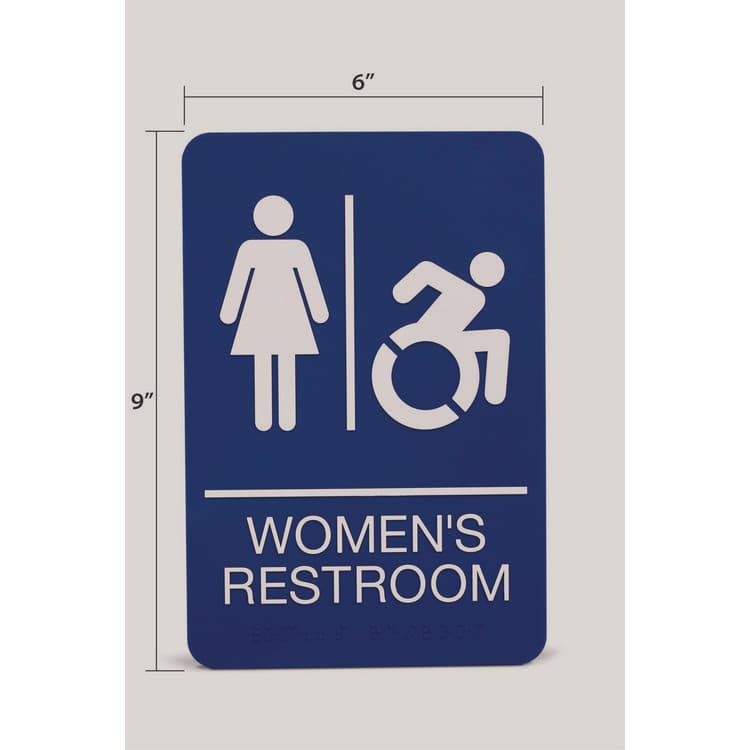 U. S. STAMP & SIGN ADA Sign, Women's Restroom, 6 x 9, Blue Face, White Graphics (USS7777) thumbnail 3