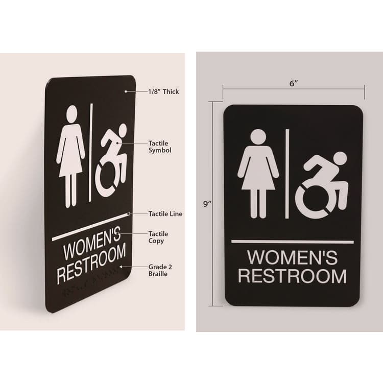 U. S. STAMP & SIGN ADA Sign, Women's Restroom, 6 x 9, Black Face, White Graphics (USS7778) thumbnail 2