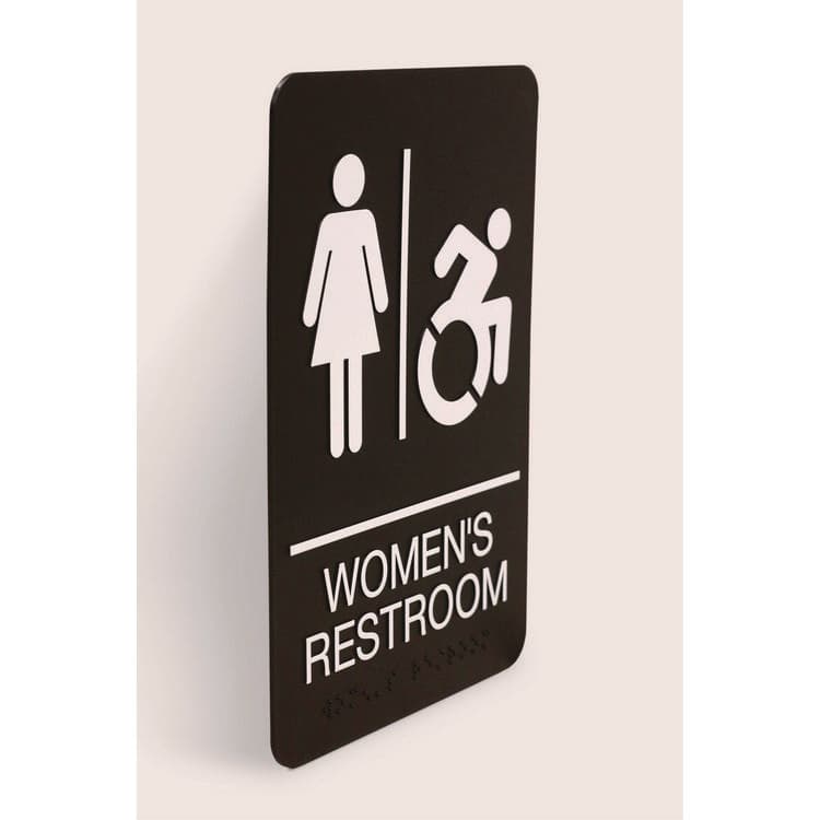 U. S. STAMP & SIGN ADA Sign, Women's Restroom, 6 x 9, Black Face, White Graphics (USS7778) thumbnail 4