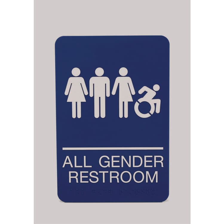 U. S. STAMP & SIGN ADA Sign, All Gender Restroom, 6 x 9, Blue Face, White Graphics (USS7780)