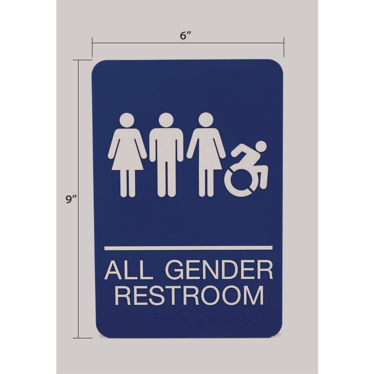 U. S. STAMP & SIGN ADA Sign, All Gender Restroom, 6 x 9, Blue Face, White Graphics (USS7780) thumbnail 3