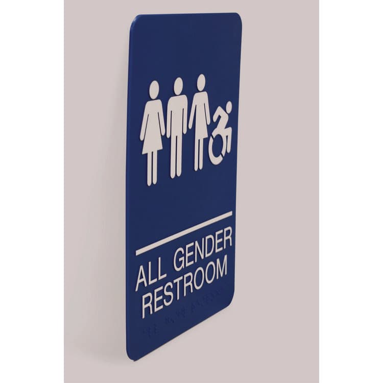 U. S. STAMP & SIGN ADA Sign, All Gender Restroom, 6 x 9, Blue Face, White Graphics (USS7780) thumbnail 4